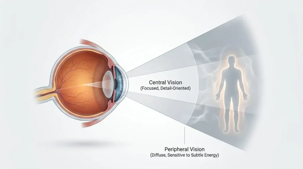 diagram of the human eye visual field showing central and peripheral vision