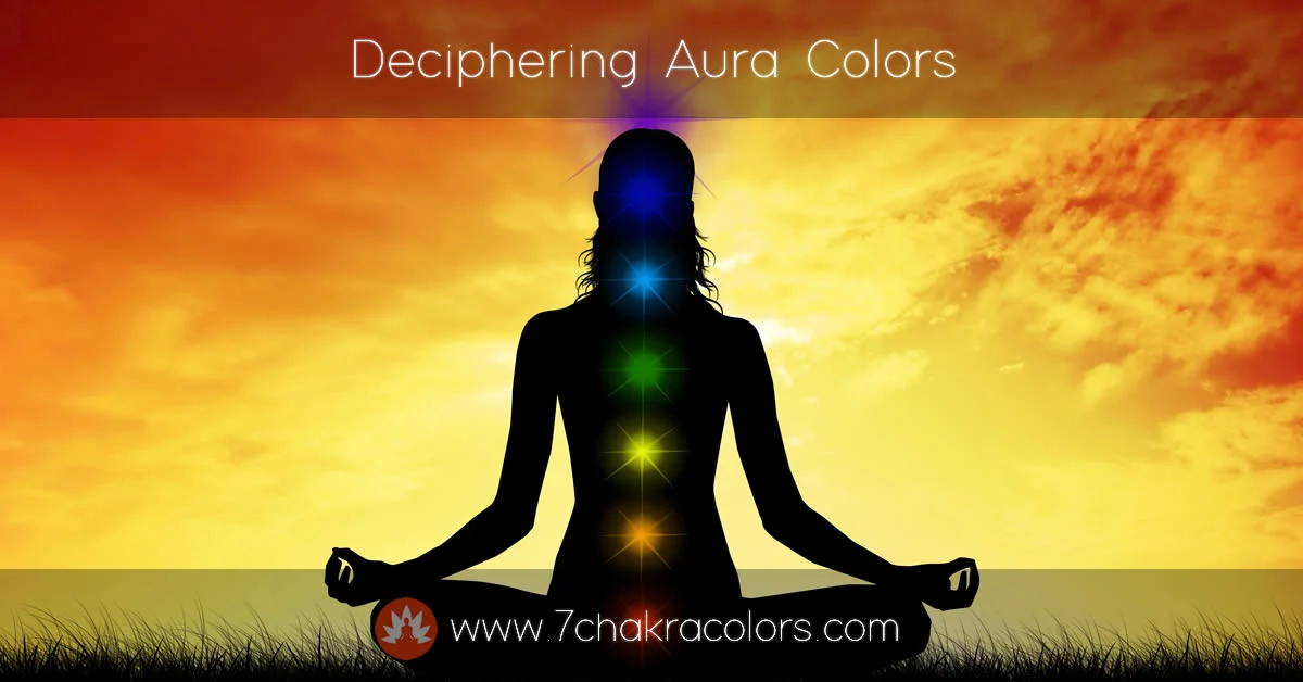 illustration of woman silhouette sitting in lotus pose with colorful dots on position of the 7 chakras