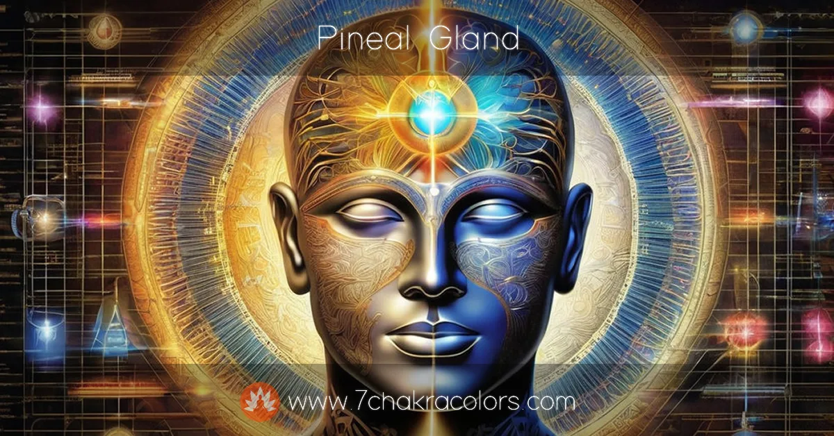 artistic illustration of a portrait of a man with highlighted third eye - pineal gland area