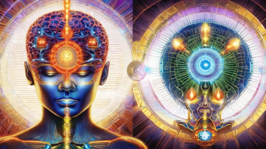 artistic illustration representation of third eye in connection to pineal gland