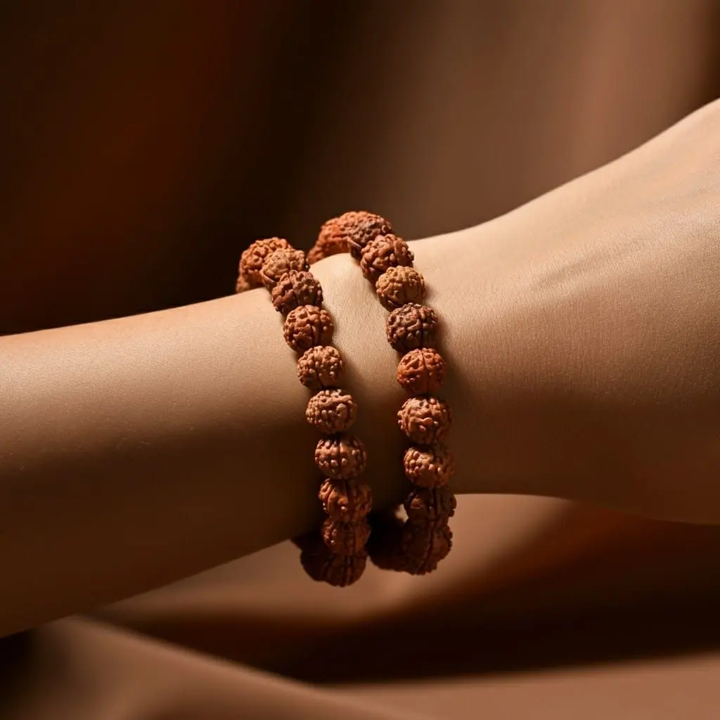 rudraksha beads bracelet on hand