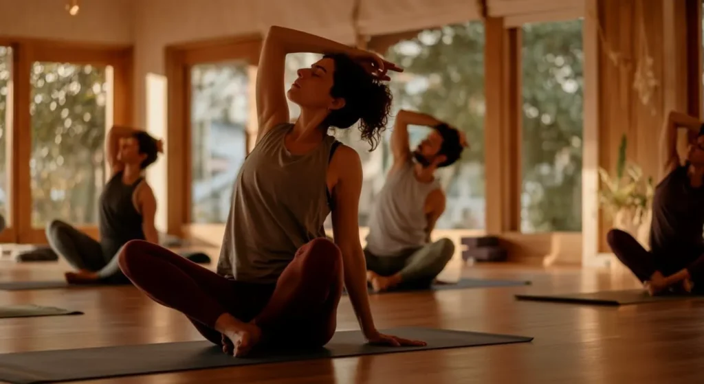 students in a yoga class