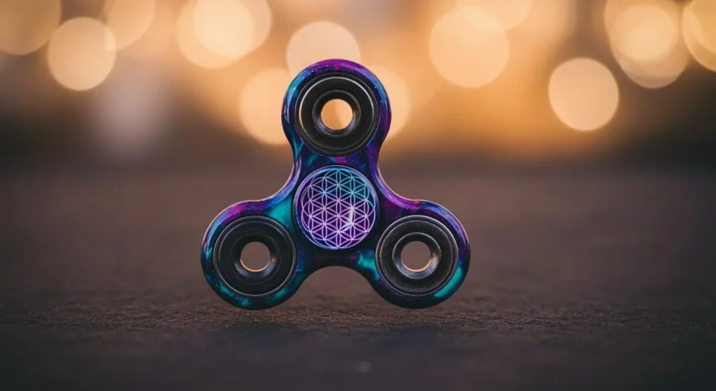 three-sided fidget spinner with flower of life symbol