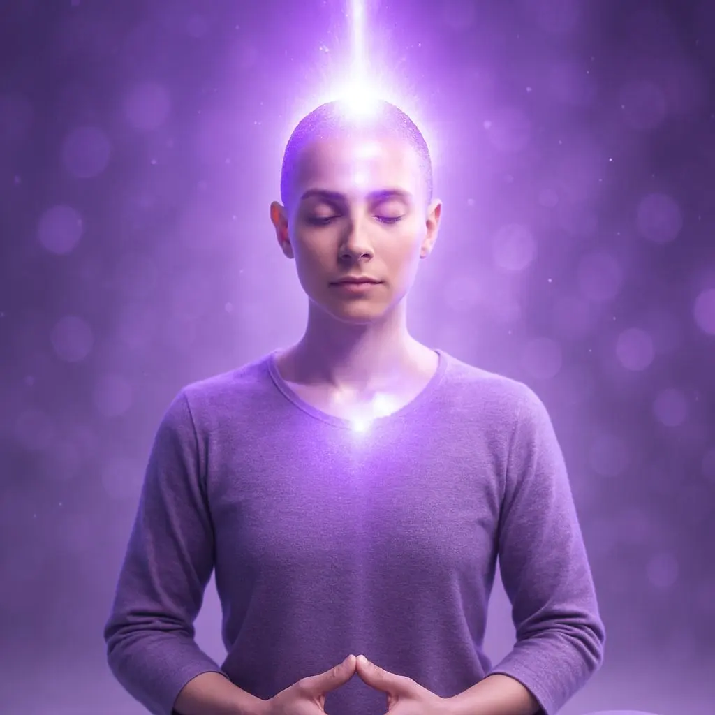 Image of a person in meditation practicing Crown Chakra Breathing Exercise