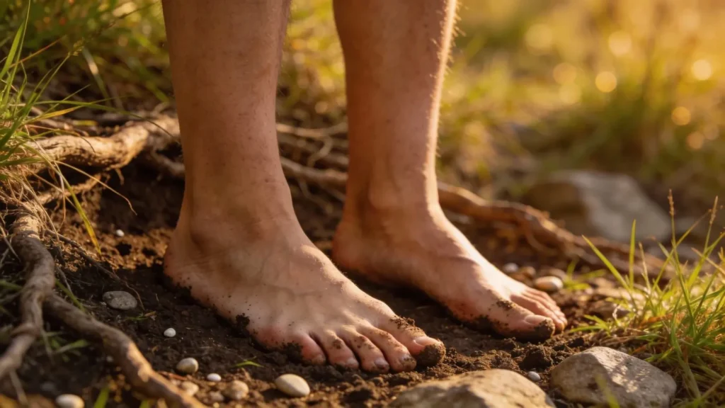bare feet standing on natural ground