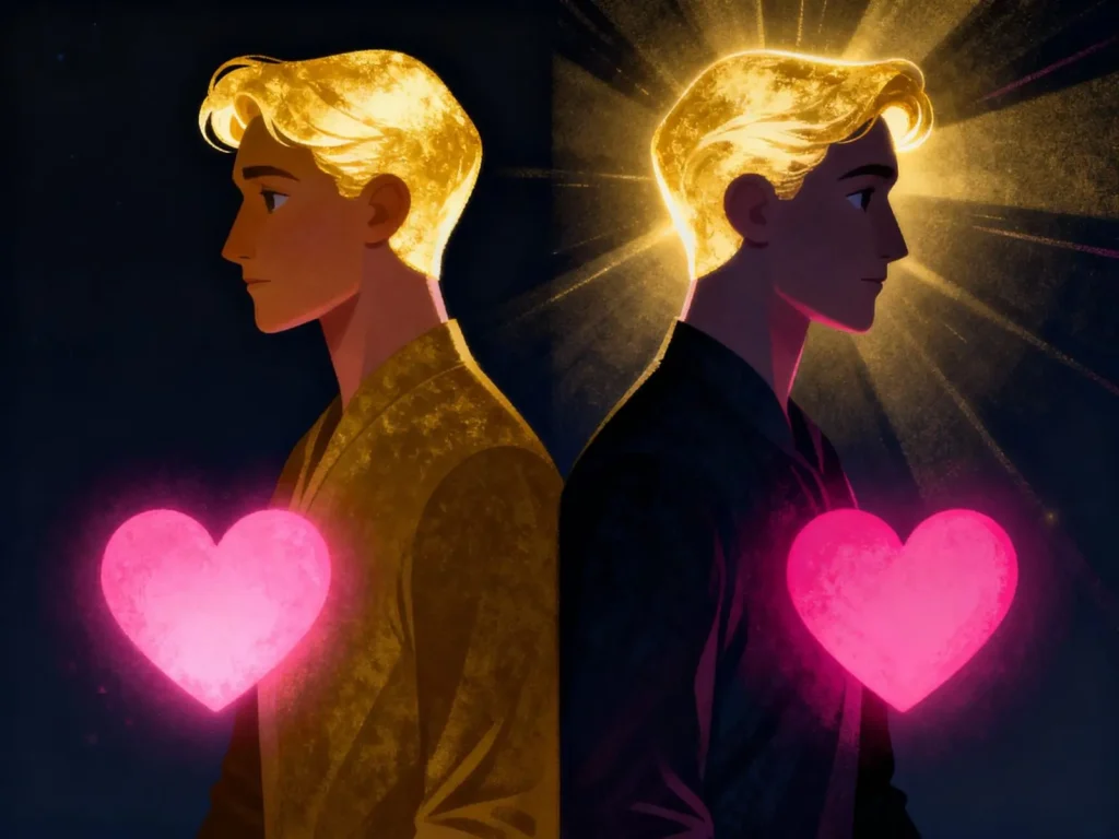 illustration showing two figures side by side in an energy type growth progression