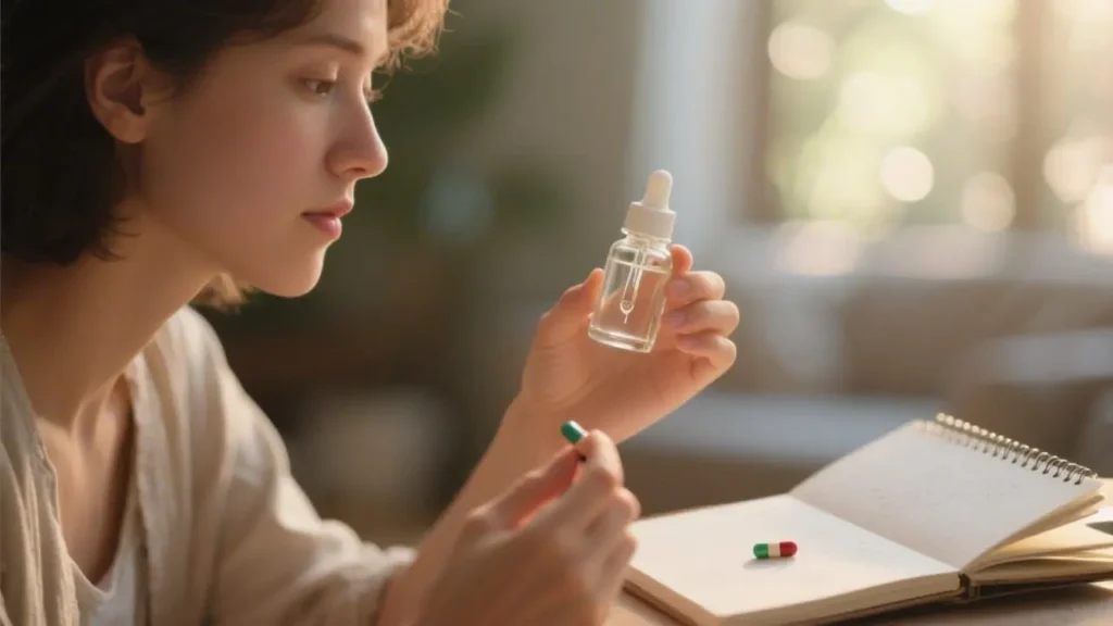 woman comparing two different products