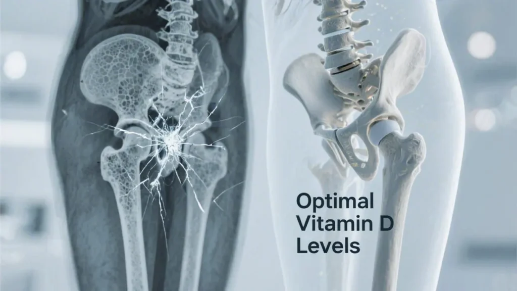comparison of two hip bone x-rays - brittle vs healthy