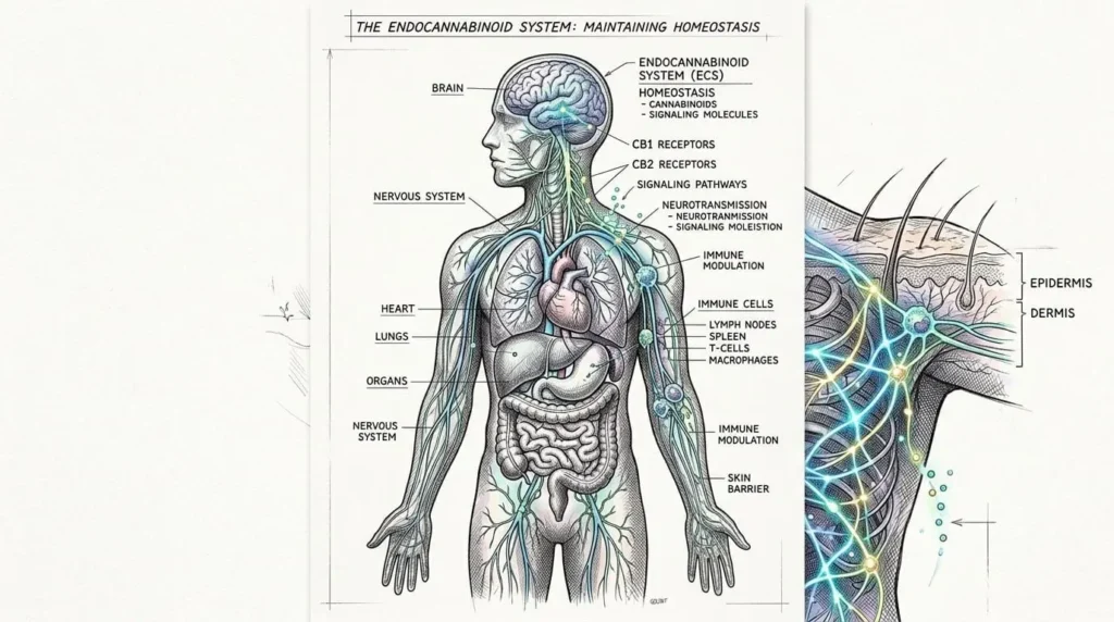 diagram of person showing full body endocannabinoid system