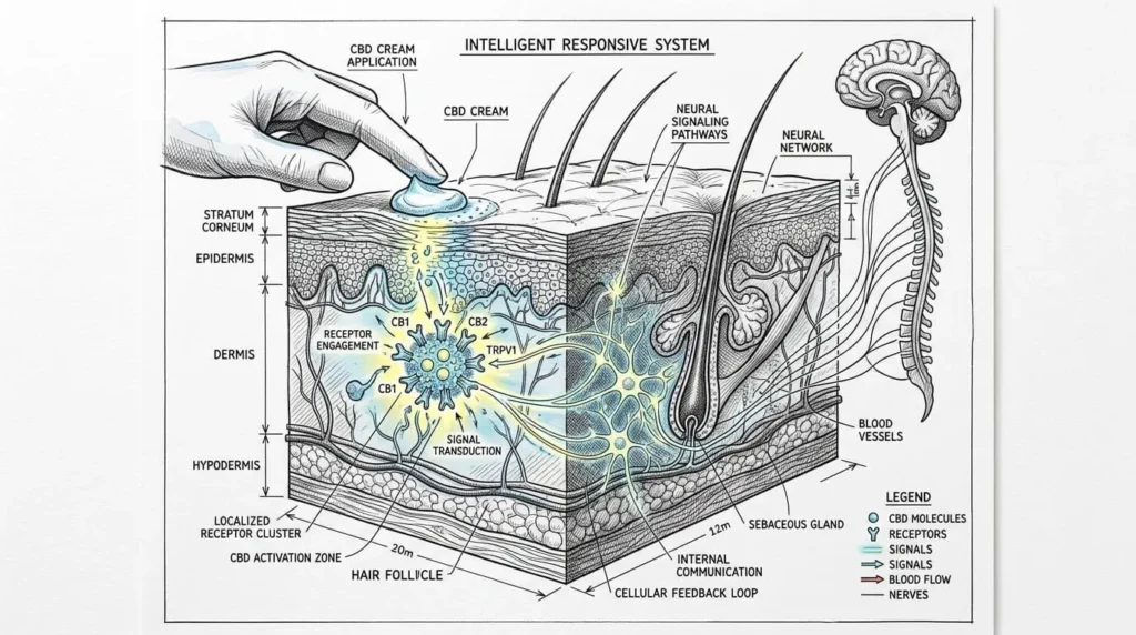 diagram of skin depicted as an intelligent responsive system with a cluster of receptors