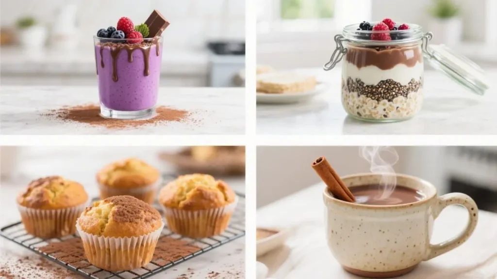 grid layout showing four cacao preparation options