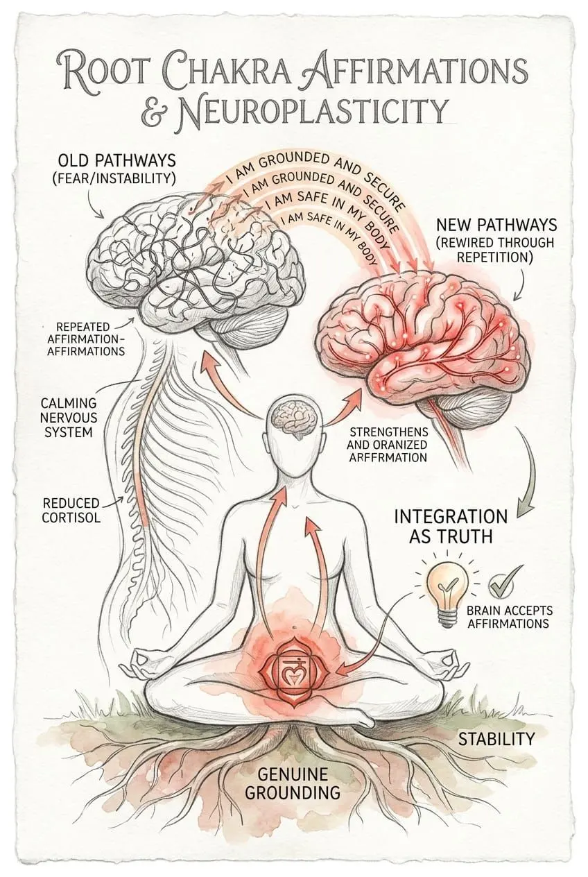 root chakra affirmations neuroplasticity diagram