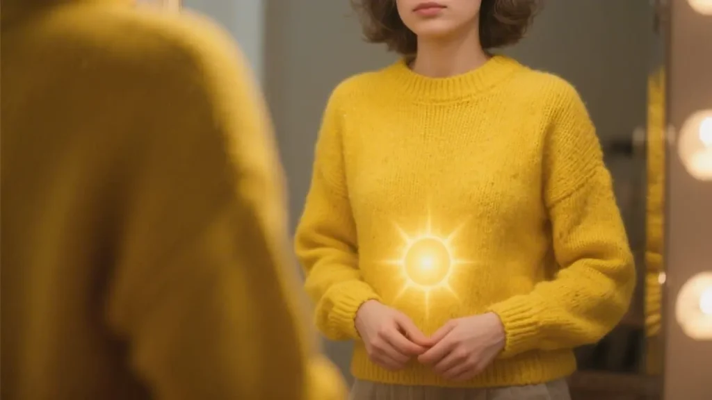woman wearing a beautiful vibrant yellow sweater