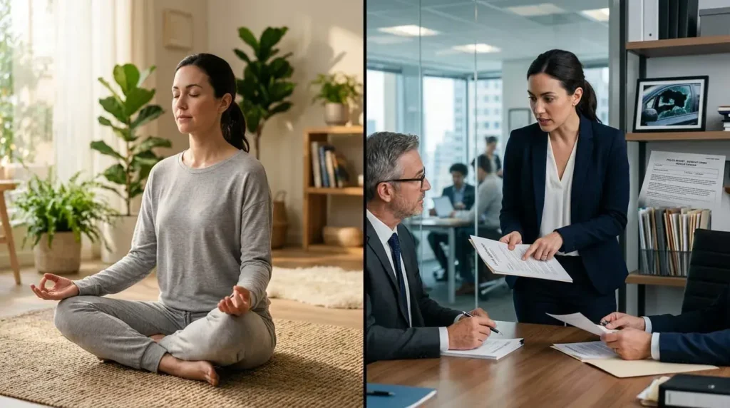 Balancing meditation with taking real-world legal action in difficult situations