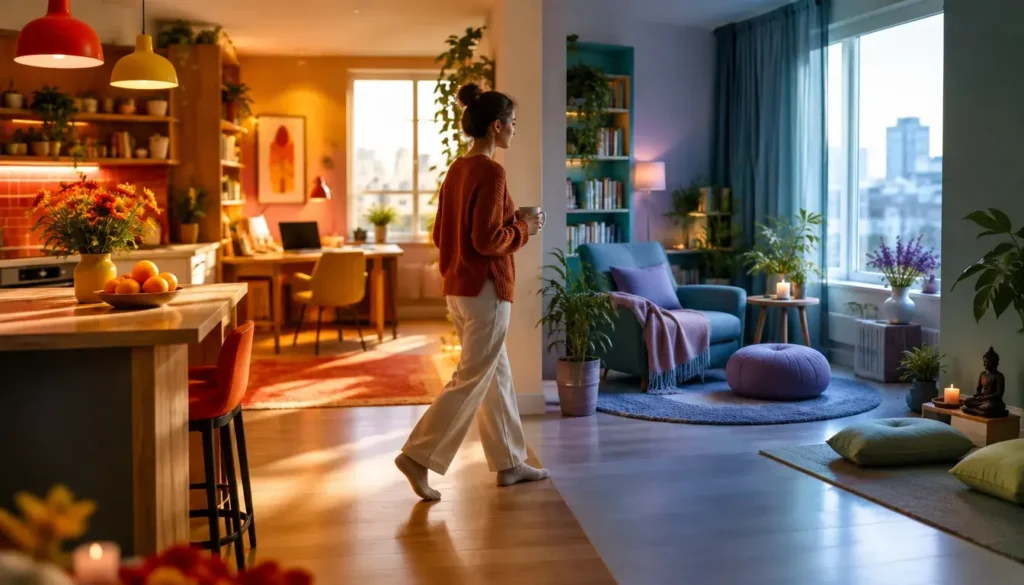 Everyday interiors using warm and cool colors to create different moods