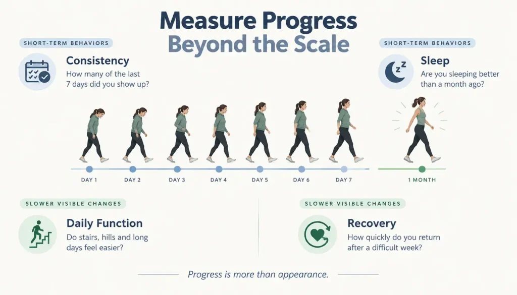 Infographic showing four ways to measure health progress beyond body weight