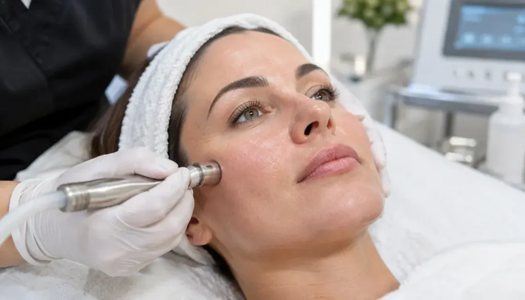 Professional microdermabrasion treatment for smoother-looking skin