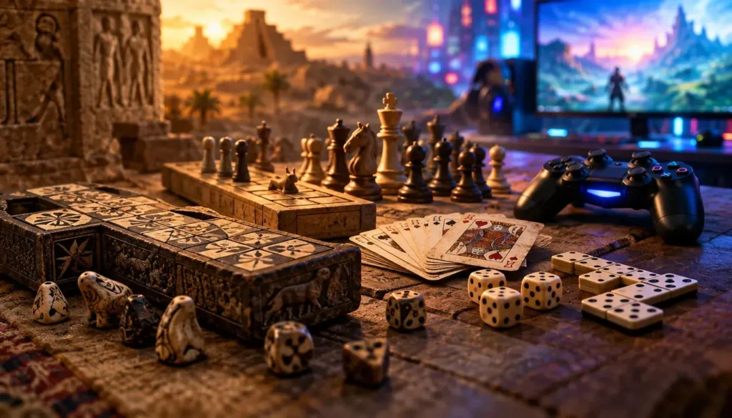 Evolution of human games from the Royal Game of Ur to modern video games