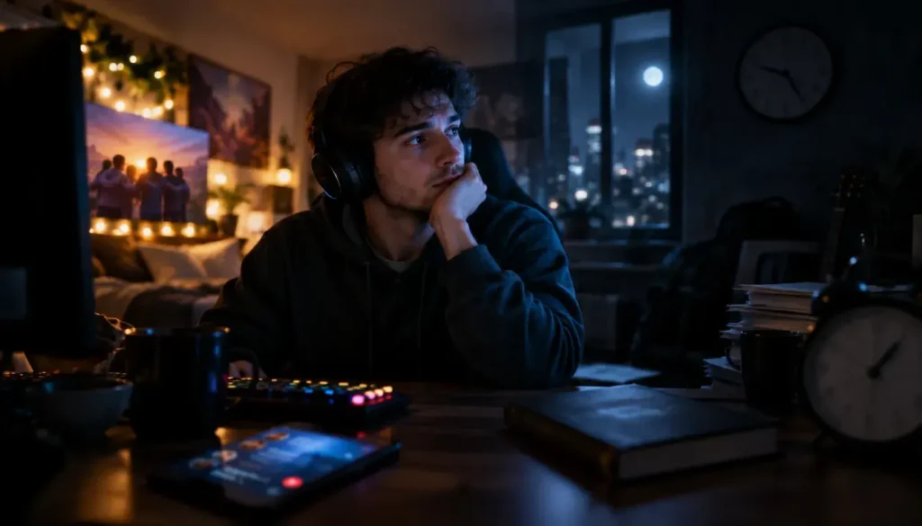 Gamer reflecting on healthy and unhealthy patterns of gaming